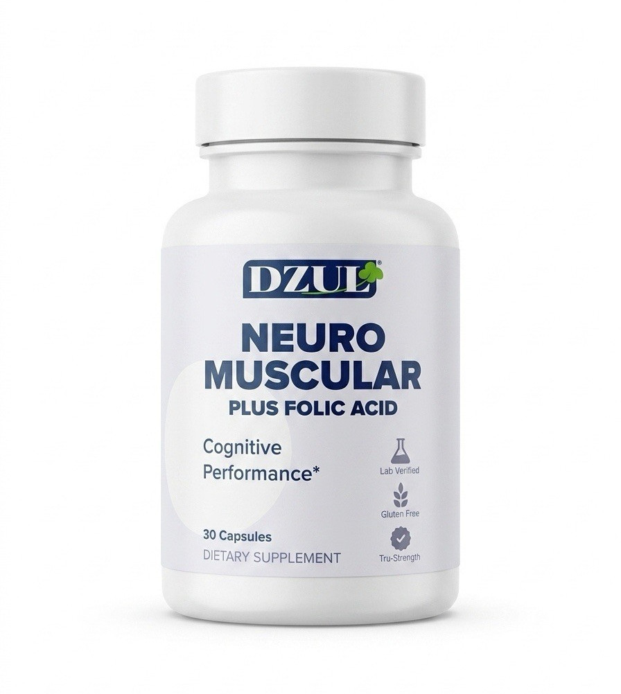 DZUL Neuro Muscular Plus Folic Acid B1 B6 B12 Gluten Free 30 Capsules