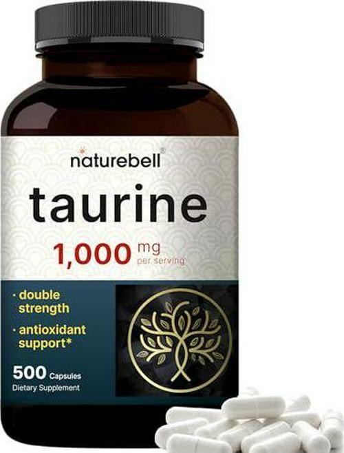 Naturebell Taurine 1,000mg Per Serving, 500 Capsules | Essential Amino Acids for