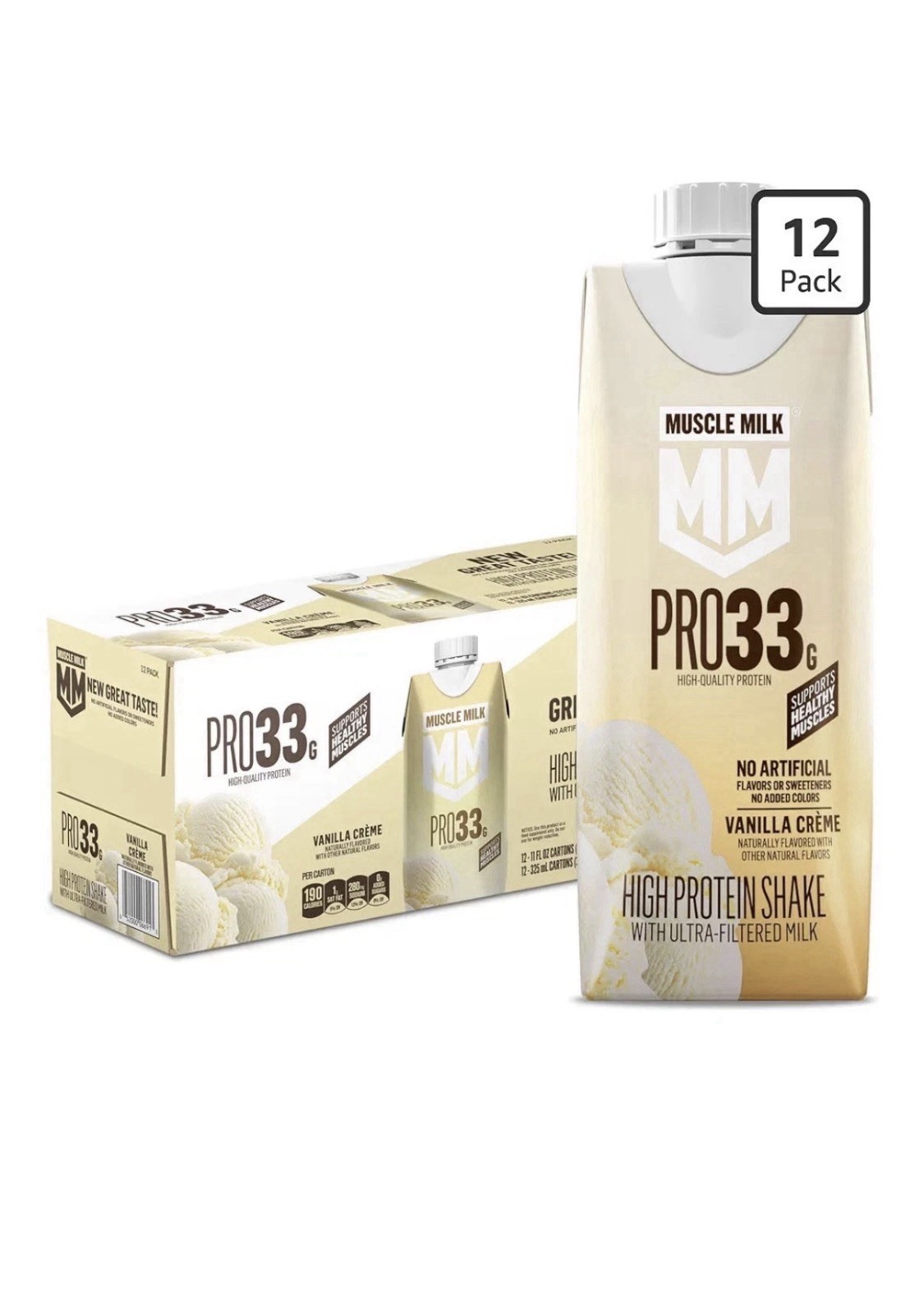 Muscle Milk Vanilla Cream Protein Powder, 1.93 Lbs, 12 Servings