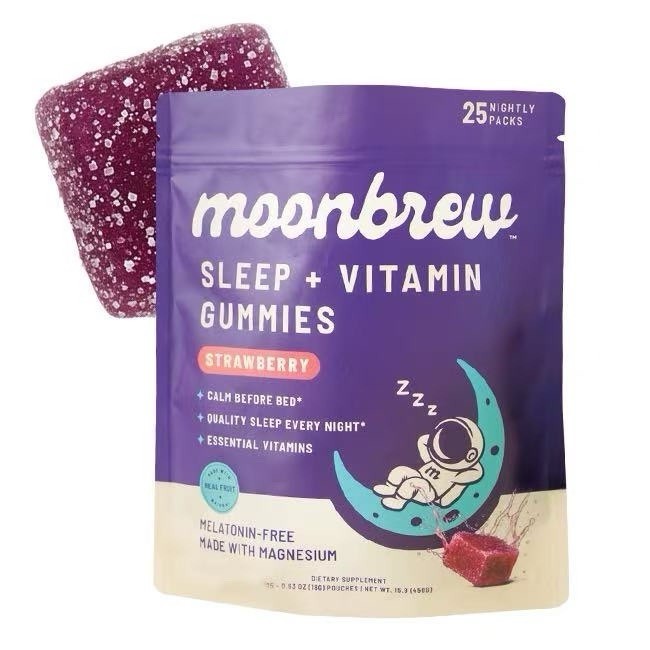 moonbrew Sleep Support Melatonin-Free Magnesium Gummies Strawberry 25 Pack