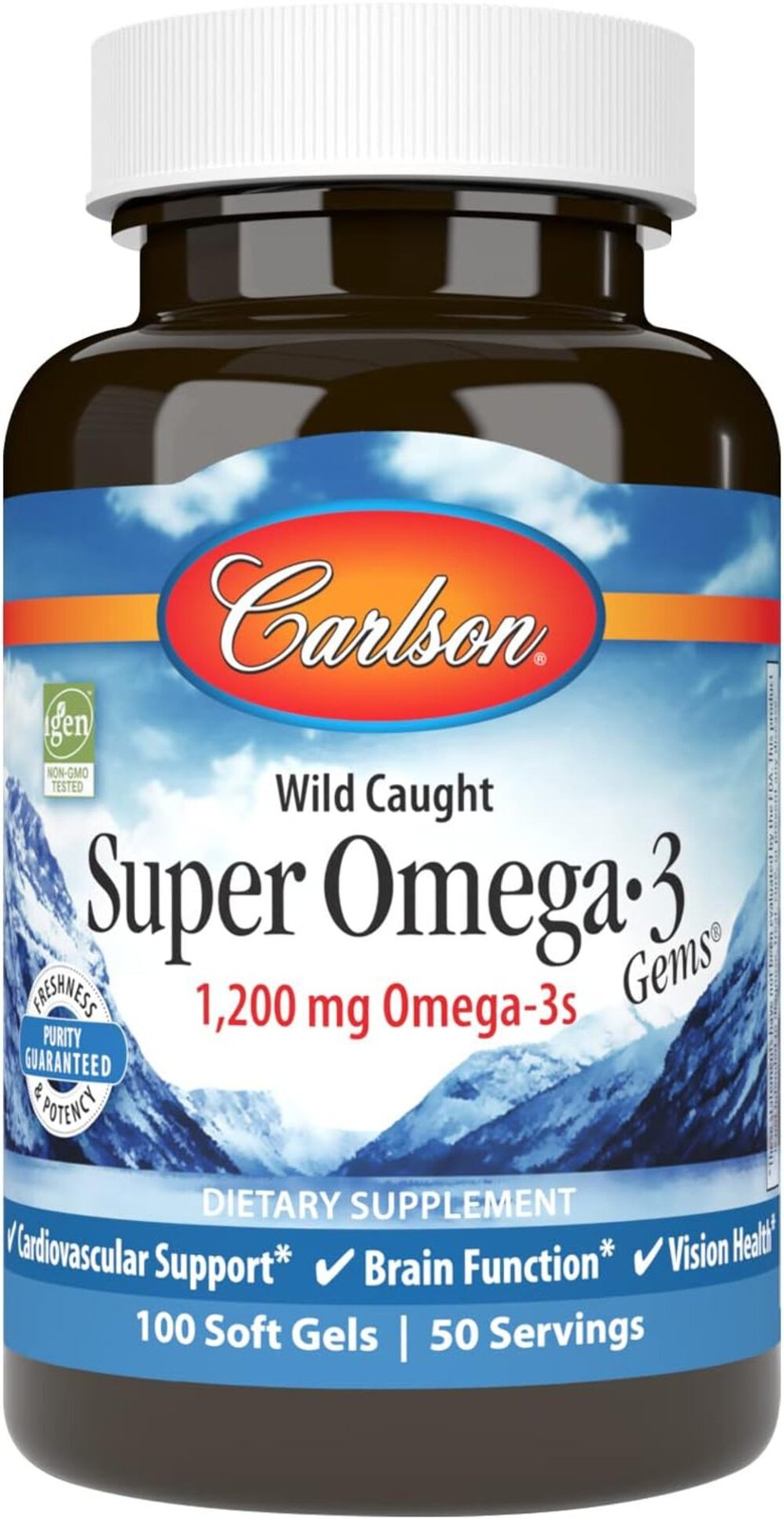Carlson – Super Omega-3 Gems, 1200 mg Omega-3s, with EPA and DHA, Wild Caught No