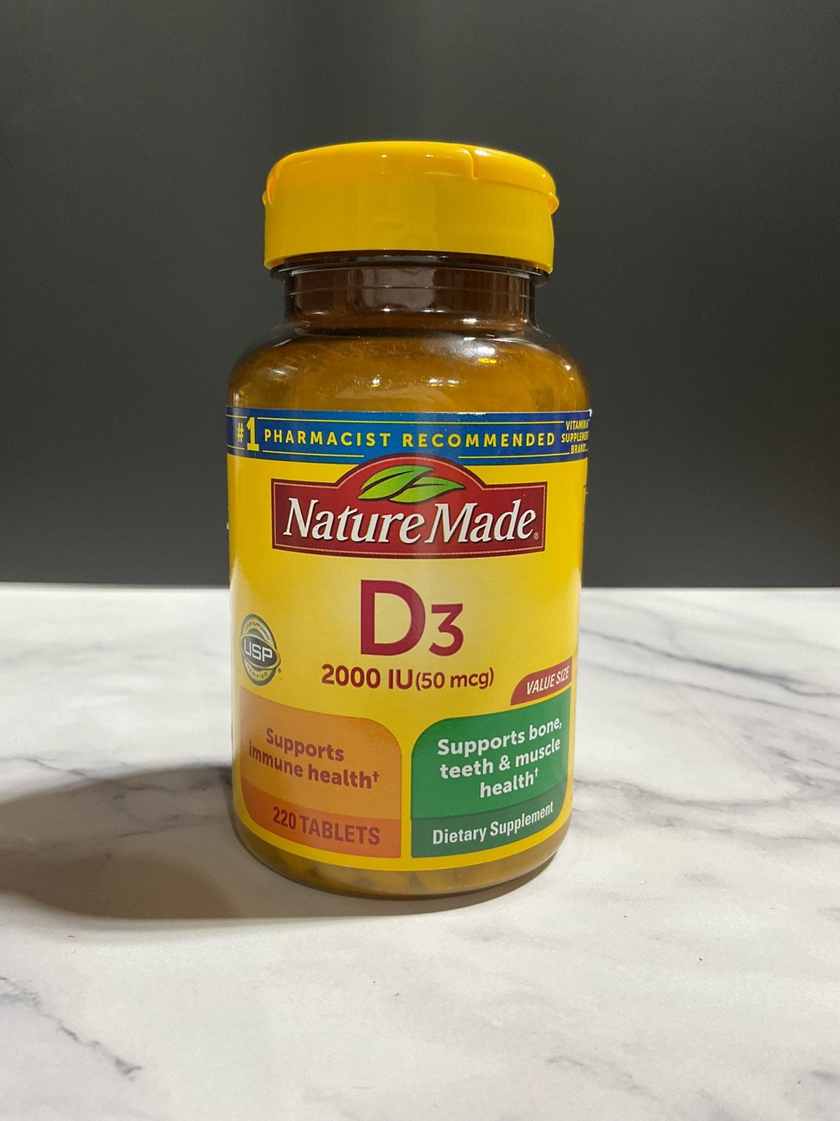 Nature Made Vitamin D3 – 2000 IU (50mcg) – Value Size 220 Tablets – Ex: 12/25