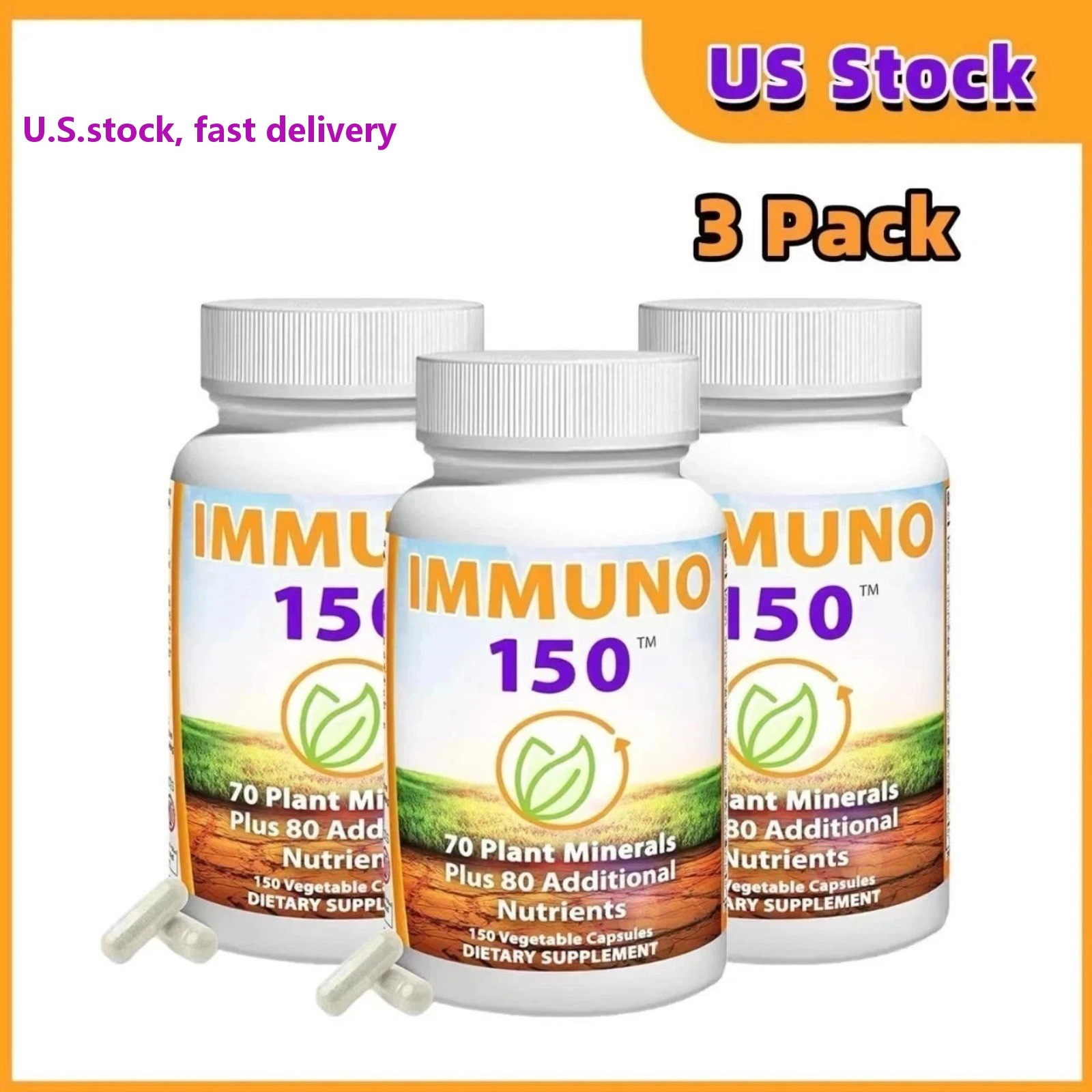 3 Pack Immuno 150, Immune Support Supplement, Packed with 70 Plant Minerals–