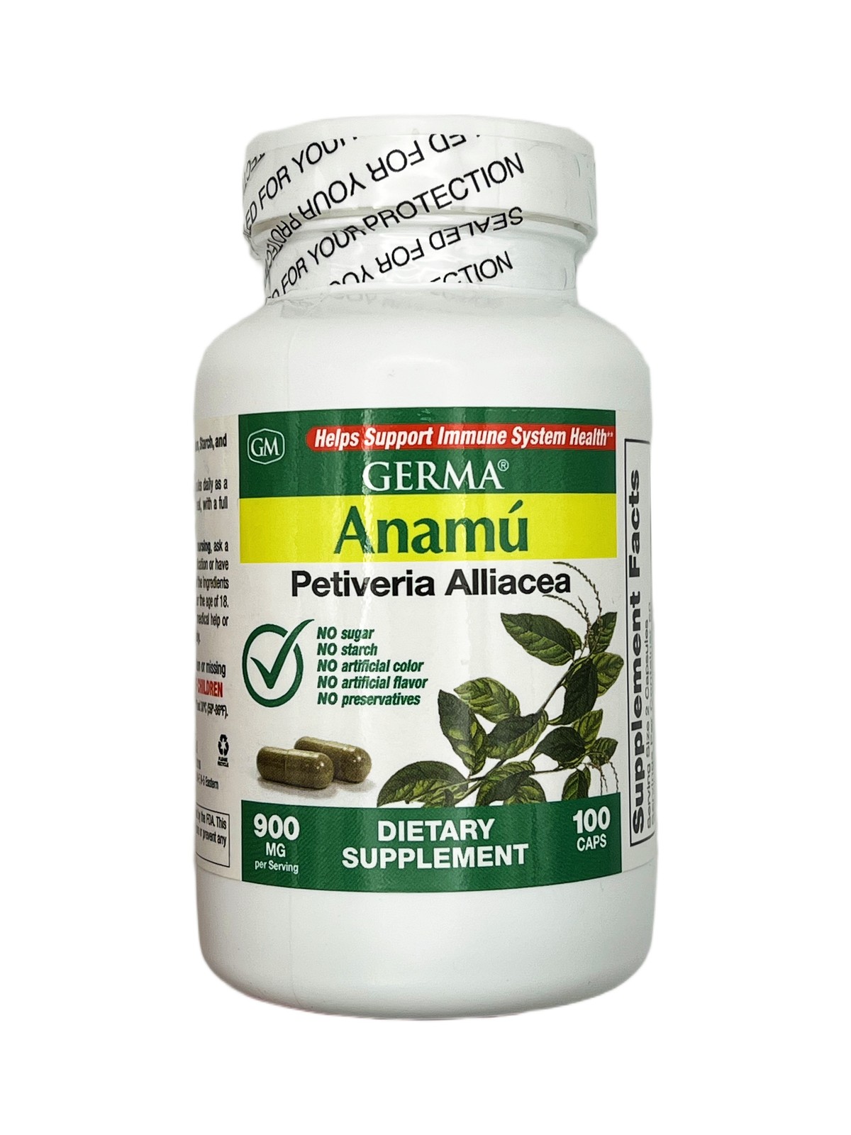 Germa Anamú | Petiveria Alliacea For Immune System Health | 450 mg capsule