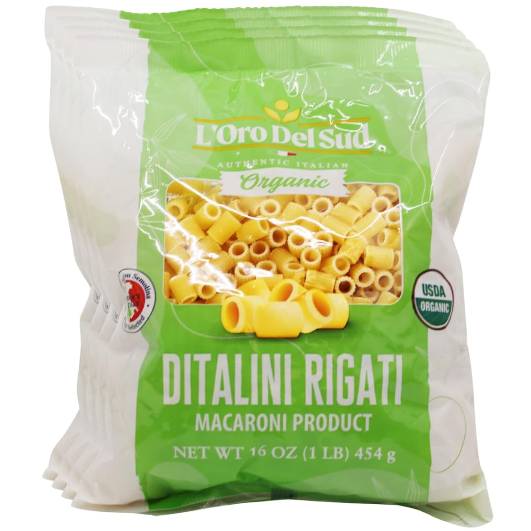 Organic Ditalini Pasta, 100% Durum Wheat, Ditali Italian Pasta, Tubetti Premi…