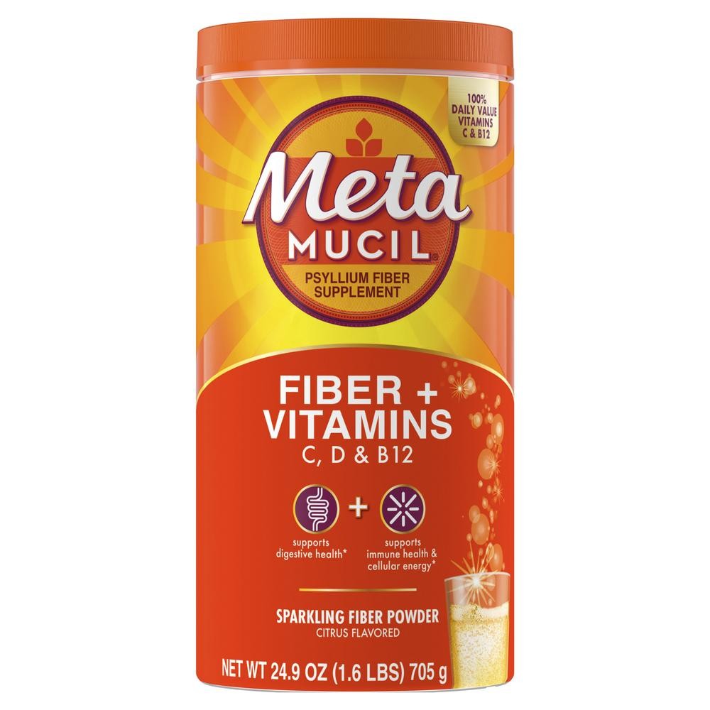 Metamucil Fiber+Vitamins Sparkling Fiber Powder Citrus Flavor Exp 12/25