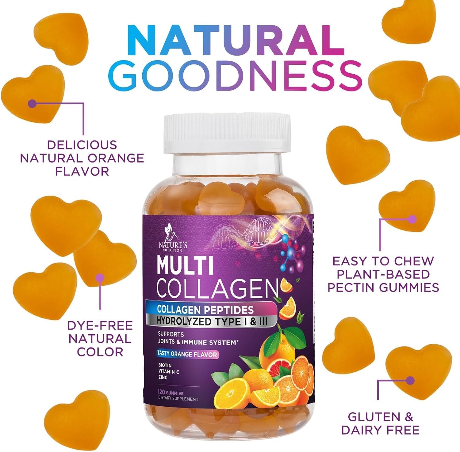 Collagen Gummies for Hair, Skin, and Nail Health, Delicious Gummy Supplement