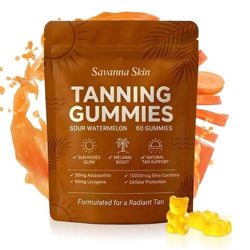 Skin Savanna Tanning Gummies, with Vitamin C & E, Astaxanthin, Beta Carotene