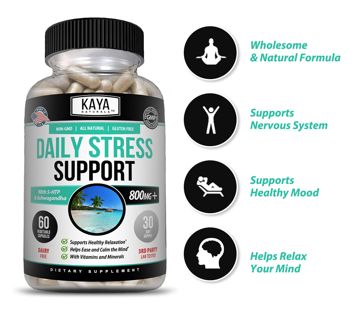 (2 Pack) Natural Anti Anxiety & Stress Relief 60 Ct, Combat Stress, Non-Drowsy