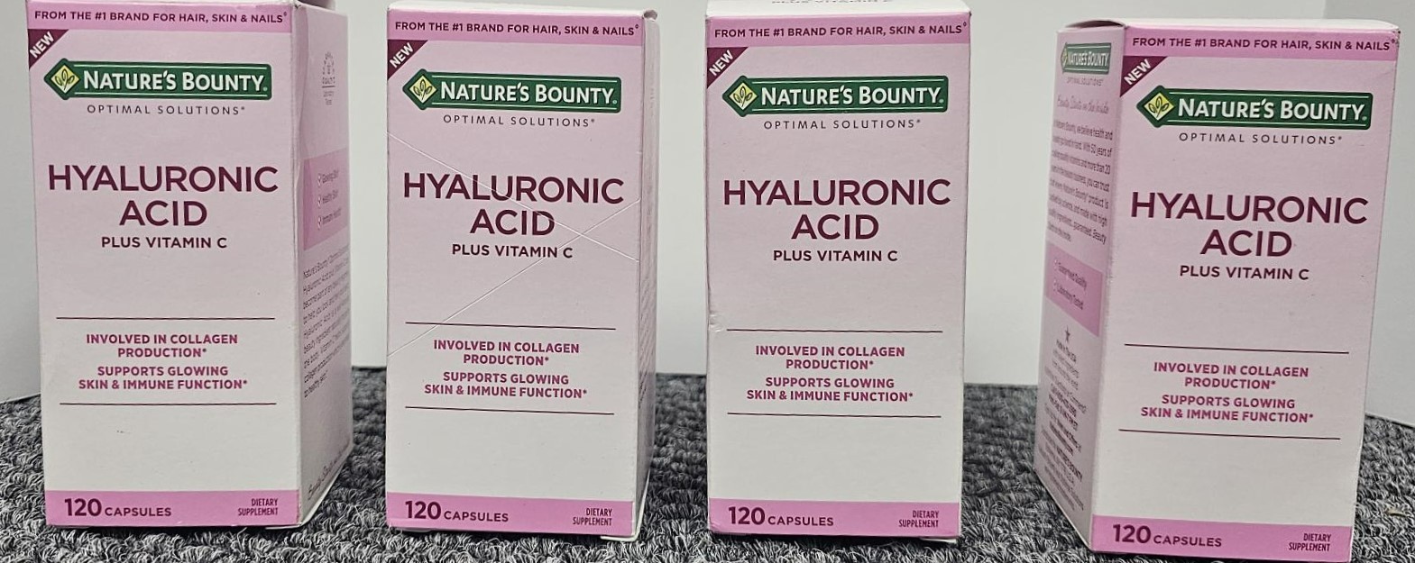 4X Nature’s Bounty Hyaluronic Acid + vitamin C 120ea 05/2027 TOTAL 480 capsules