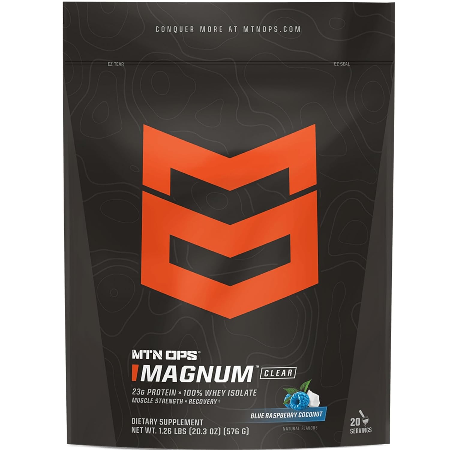 MTN OPS Magnum Clear 100% Whey Isolate Blue Raspberry Coconut 1.26 lbs