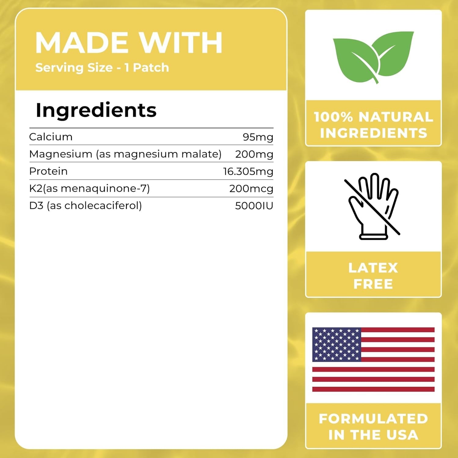 MONIER Magnesium Patches (Pack of 60) – 100% Natural Patch for Women and Men – w