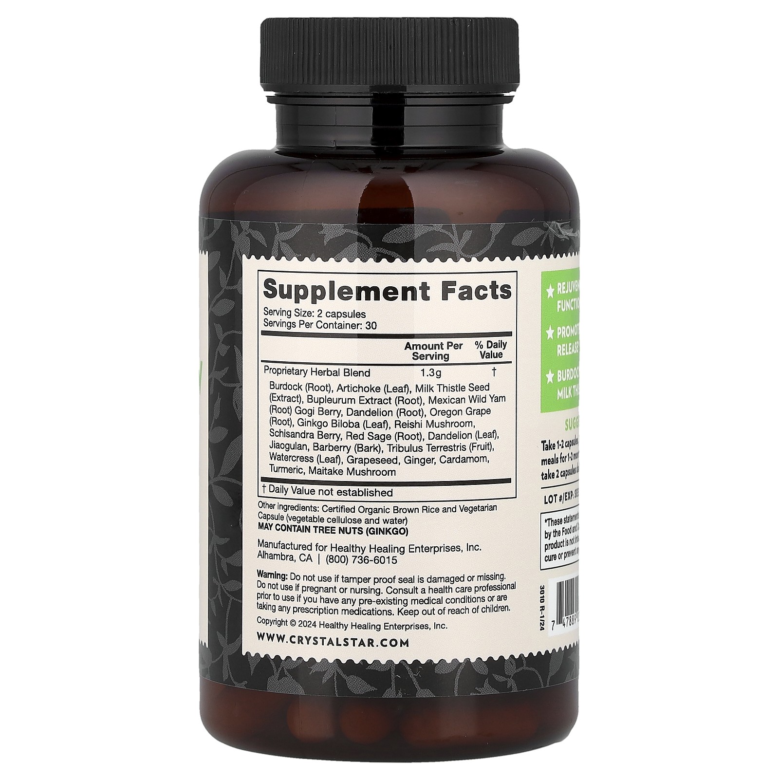 Crystal Star Liver Renew 60 Veggie Caps Gluten-Free, ,