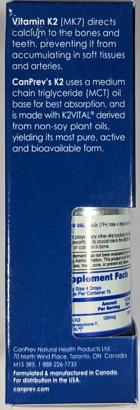 CanPrev K2, 120mcg K2 with MCT Oil, 0.5 oz Dropper – EXP: 8/27