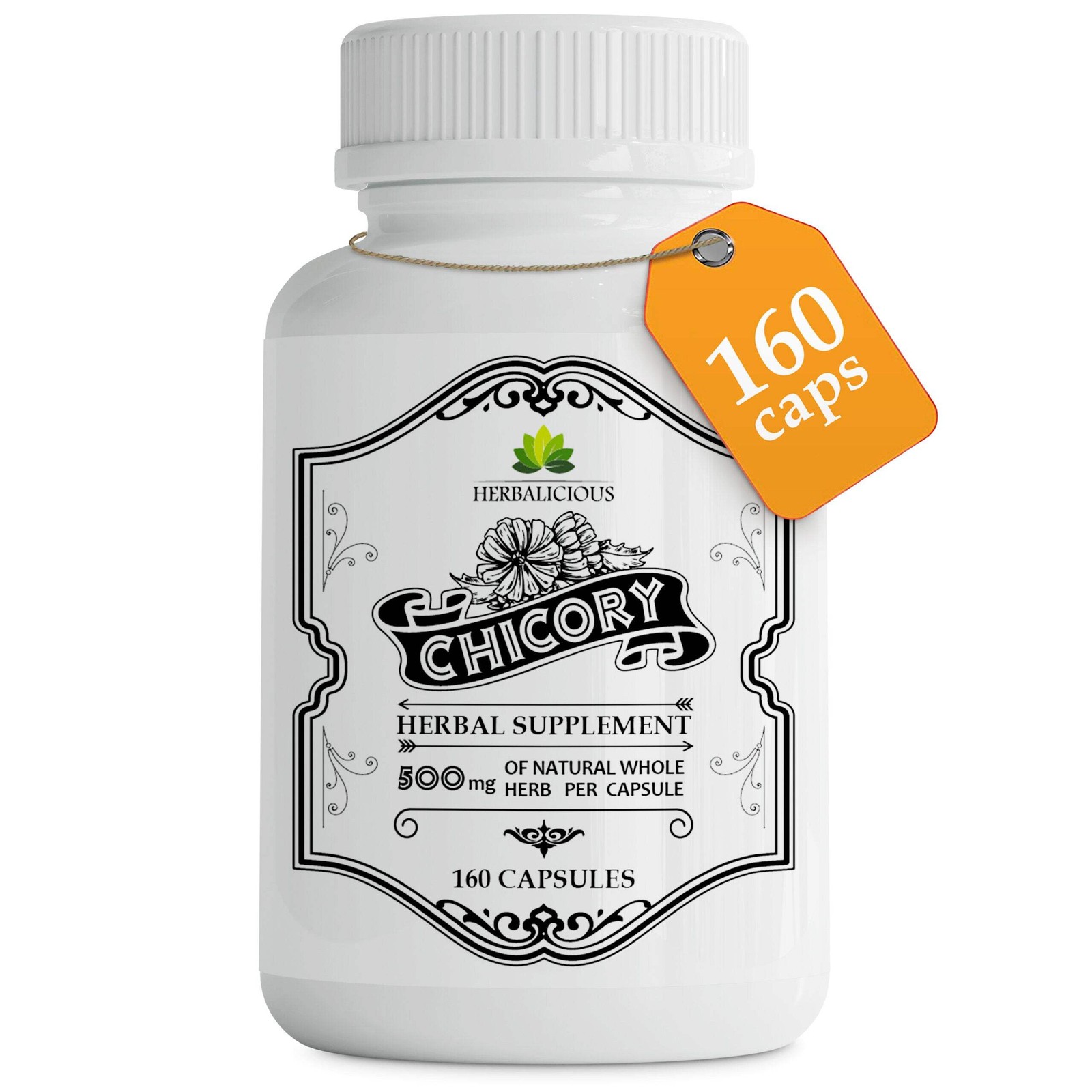 Chicory Root 160 Capsules – Prebiotic Supplement for Digestion, Immune Support