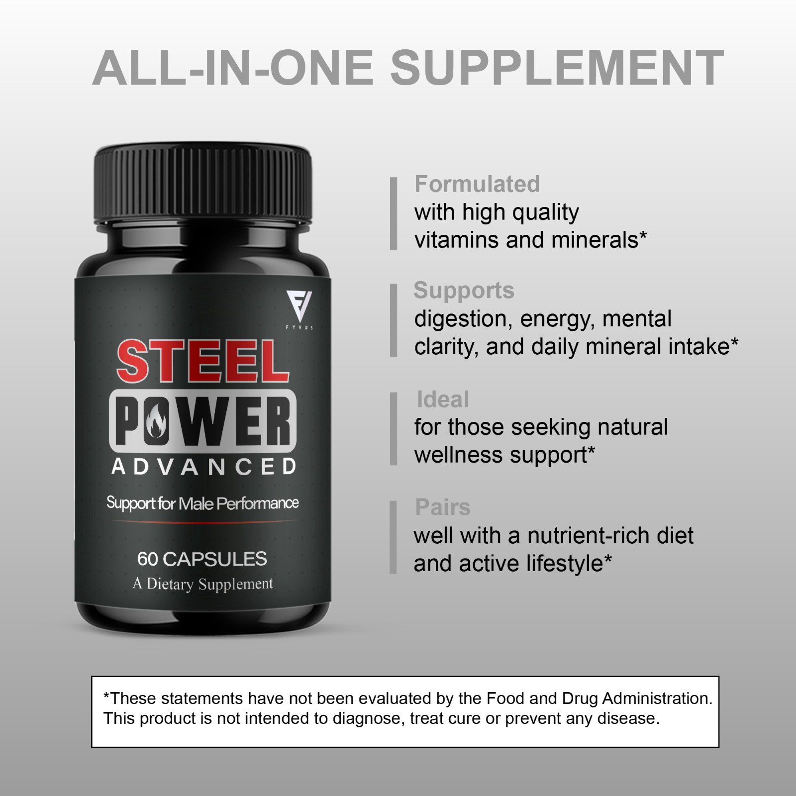 (5 Pack) Steel Power Advanced Performance Supplement, Steel Power (300 Capsules)