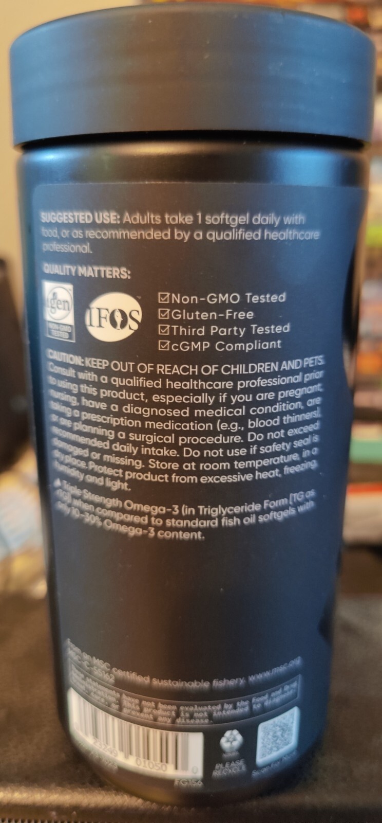 Triple Strength Omega 3 Fish Oil Burpless Supplement EPA DHA Fatty Acids 180 ct