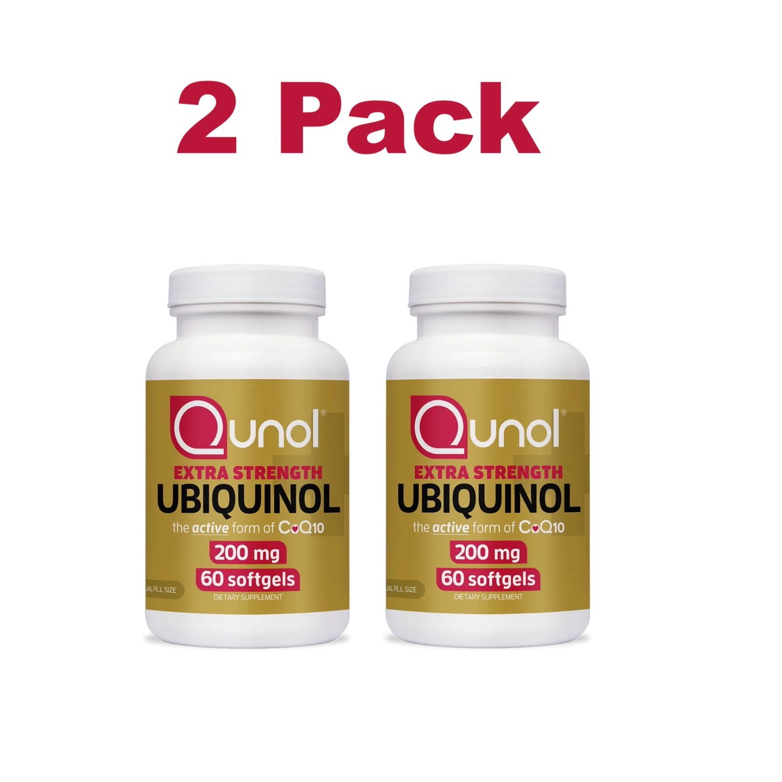 2 PACK Ubiquinol Qunol Extra Strength 200 mg 60 Softgels Exp. 08-2026 CoQ10