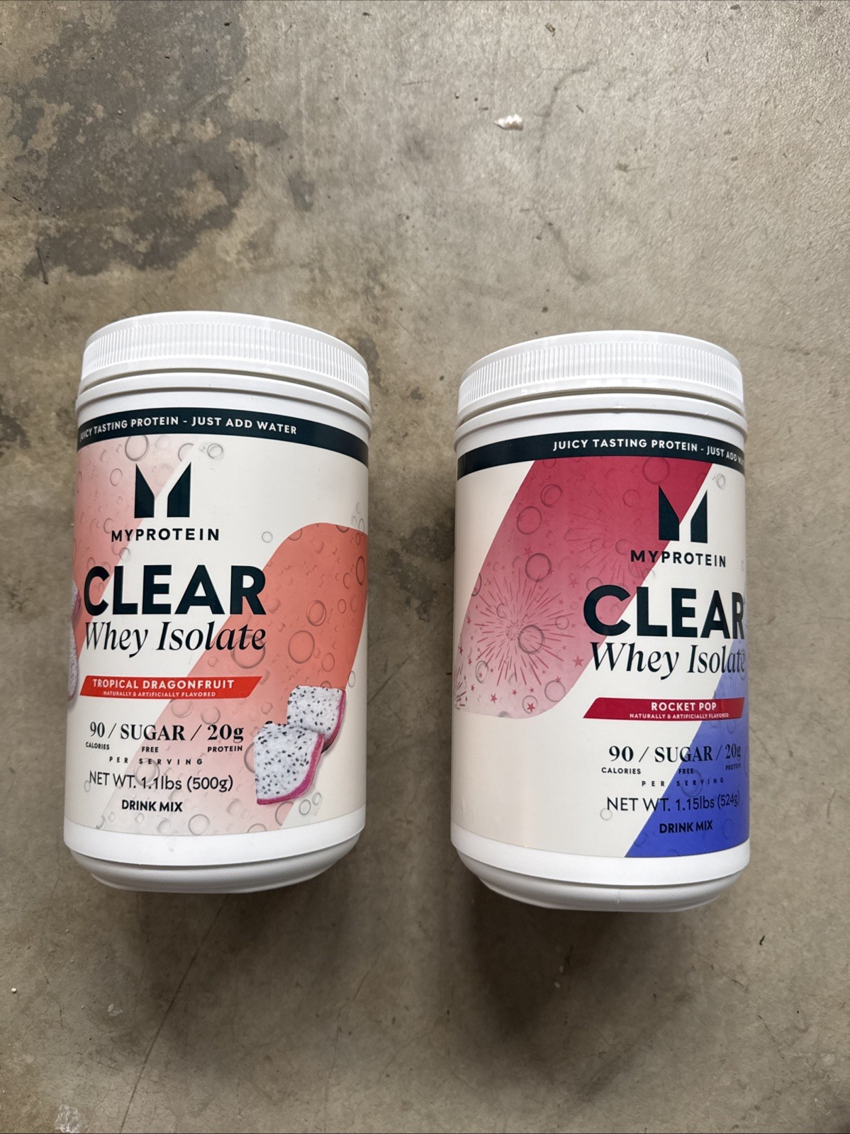2X Myprotein Clear Whey Isolate Protein . Dragonfruit, And Rocket Pop .twin Pack