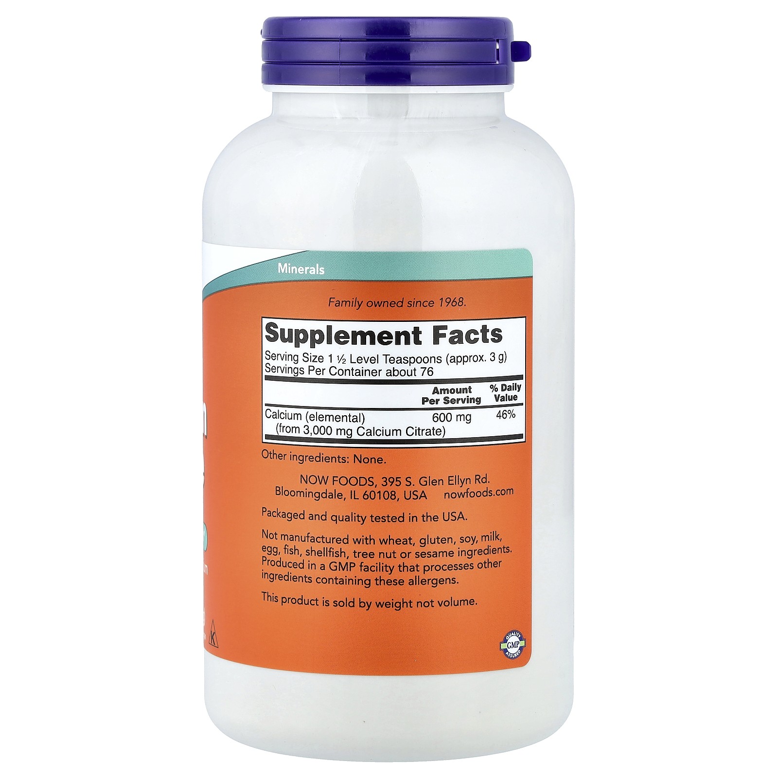 Now Foods Calcium Citrate Pure Powder 8 oz 227 g GMP Quality Assured, Vegan,