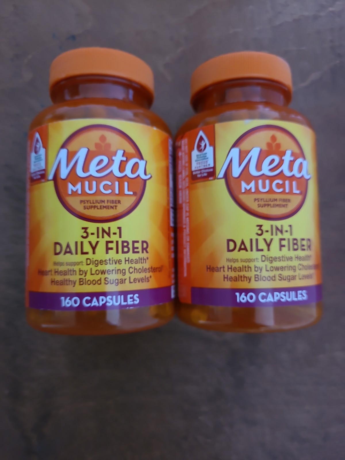 2-Metamucil Psyllium Fiber Supplement – 160 Capsules Each Bottle 320 Total.