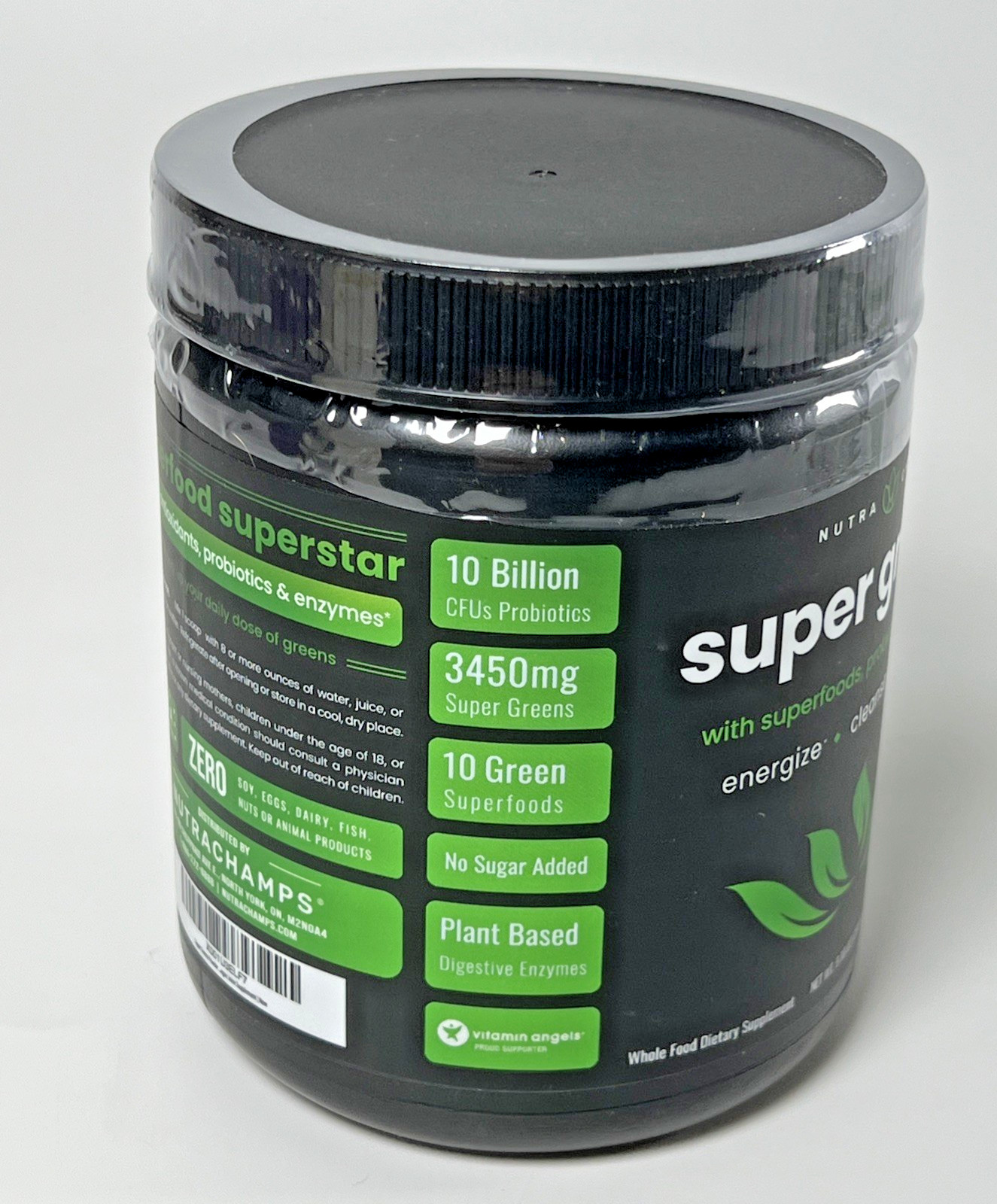 NEW Nutrachamps Super Greens Premium Powder w/Superfoods, Probiotics, Enzymes
