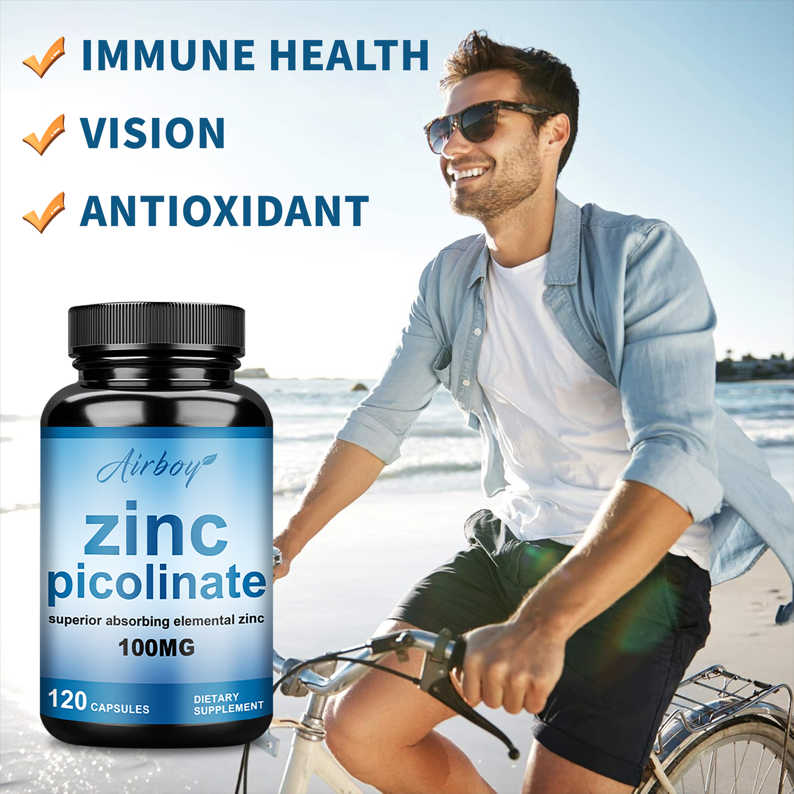 Zinc Picolinate 100mg 120 Veg Capsules-Immune Support and Skin Health,Potency