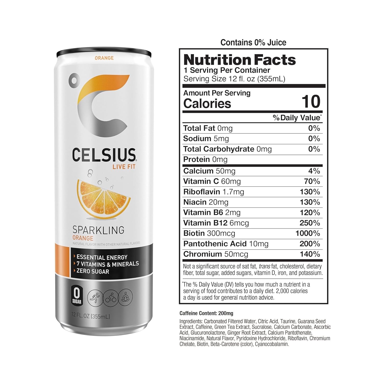 celsius sparkling orange functional essential energy drink 12 fl oz (pack of 12)