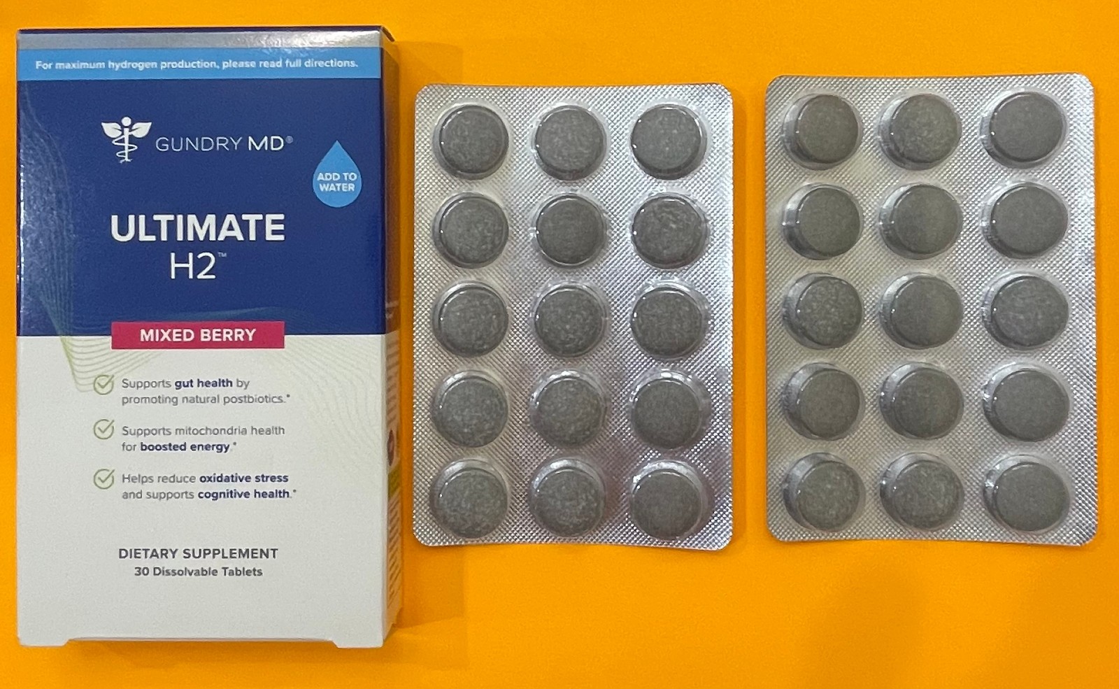 Authentic Gundry MD Ultimate H2 30 Dissolvable Tablets B12 & Mag. Exp Jan 2029