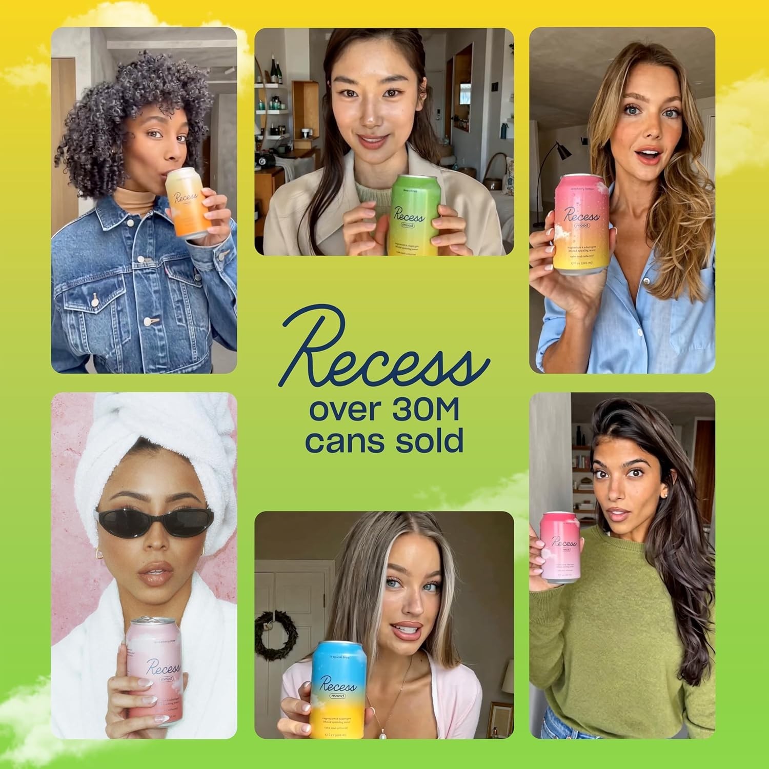 Recess Mood Lime Citrus Functional Sparkling Water, Magnesium & Adaptogen