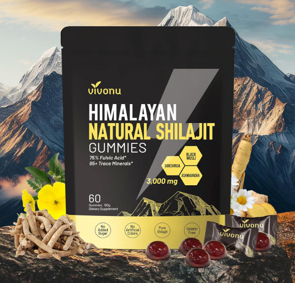 Himalayan Shilajit Gummies with Ashwagandha & Gokshura 3000mg 85+ Trace Minerals