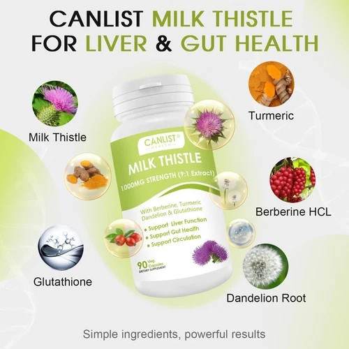CANLIST Milk Thistle Capsules 1000mg, Potent 9:1 90 Count (Pack of 1)