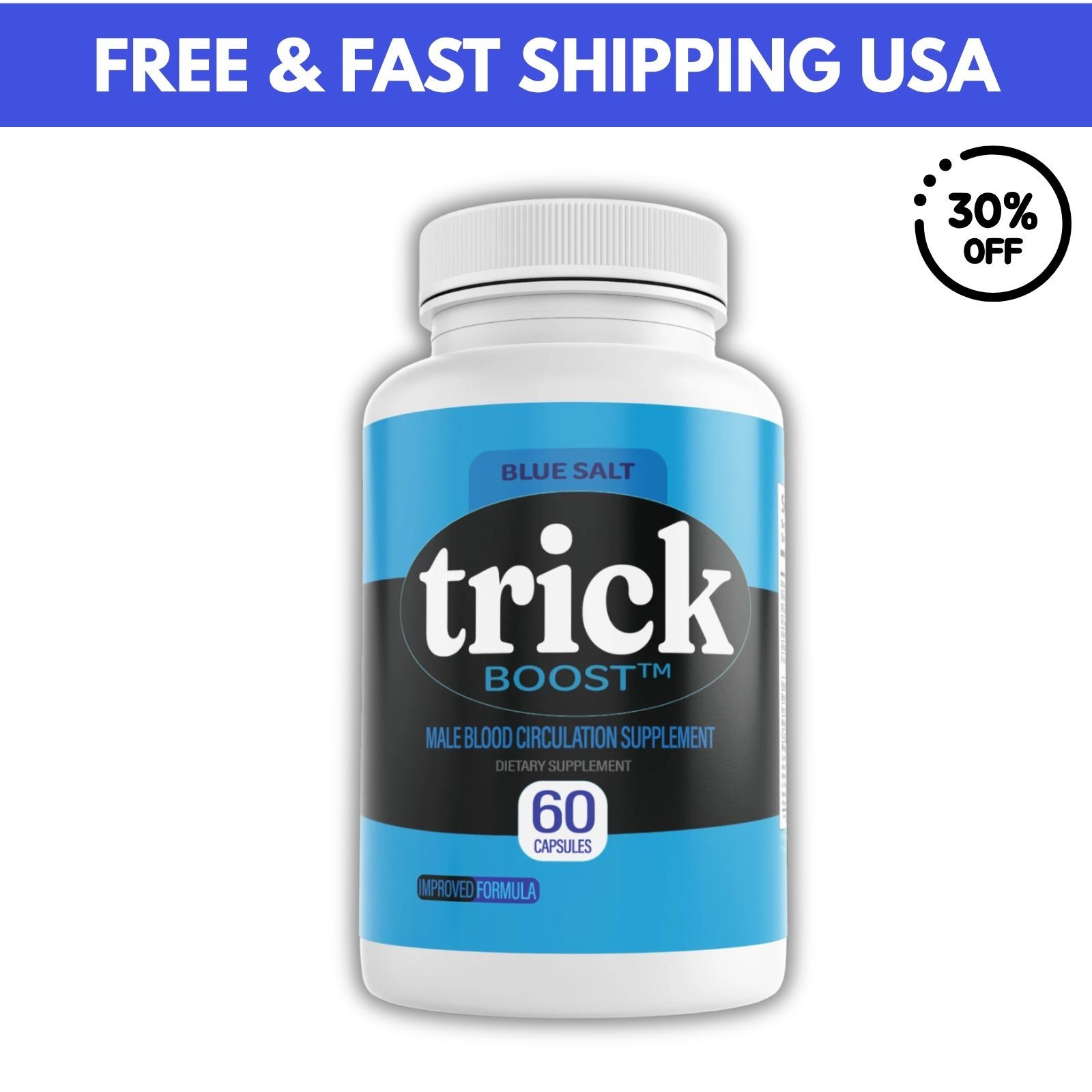 Blue Salt Trick Boost Male Blood stream Dietary Supplement 60 Capsules US