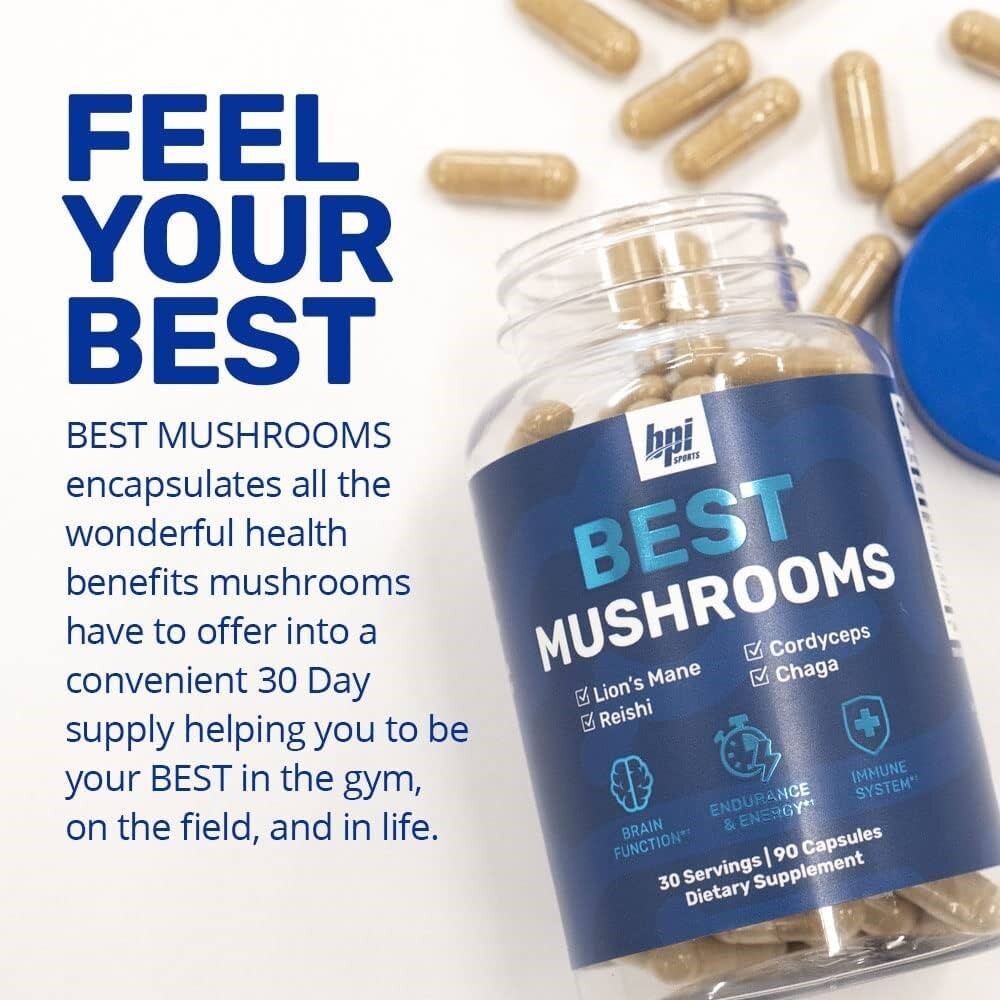 BPI Sports Best Mushroom Complex Lion’s Mane Chaga Cordyceps Reishi 90 caps