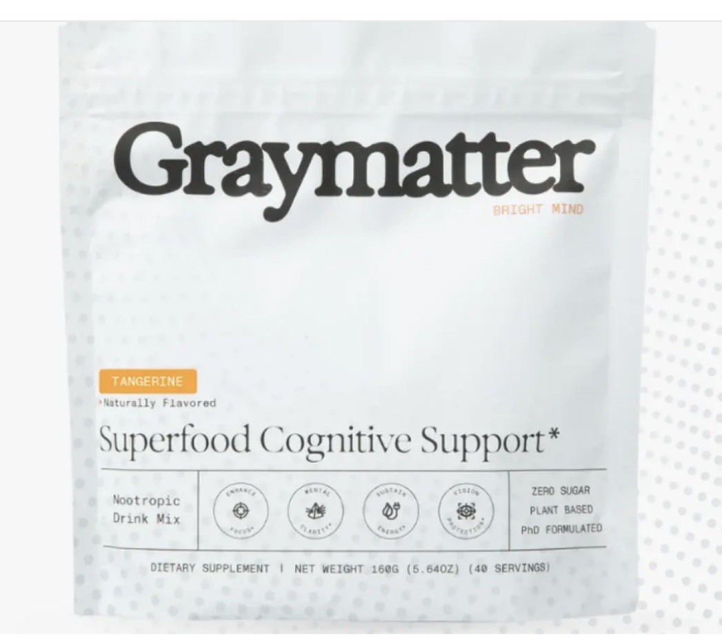 GRAYMATTER – BRIGHT MIND – SUPERFOOD COGNITIVE SUPPORT – TANGERINE FLAVOR 5.64OZ