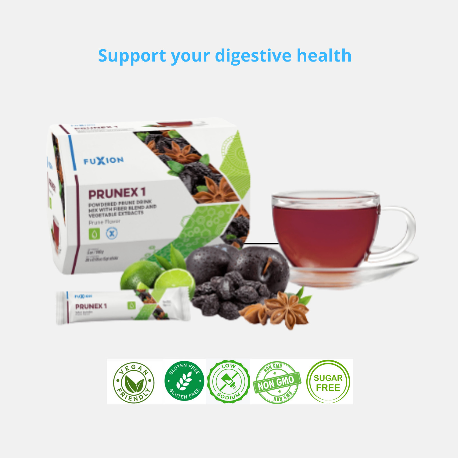 2 Pack Fuxion Prunex 1 Digestive And Colon Support Supplement 28 Sachets Each