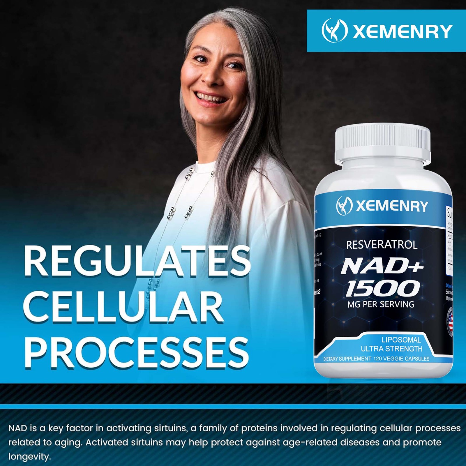 NAD+ 1500mg – Resveratrol, DNA Repair, Energy Production, Cellular Metabolism