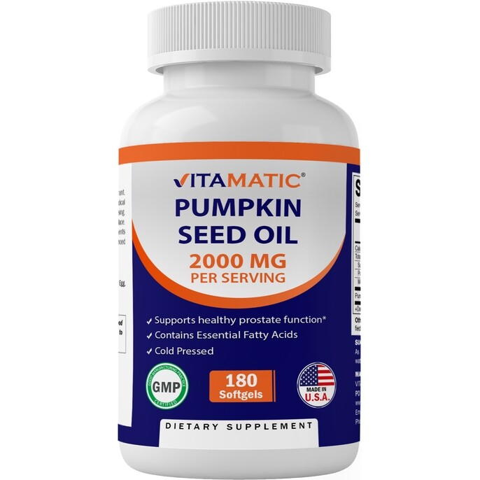 Pumpkin Seed Oil 2000mg 180 Softgels Nom GMO Made in the USA Cold Pressed