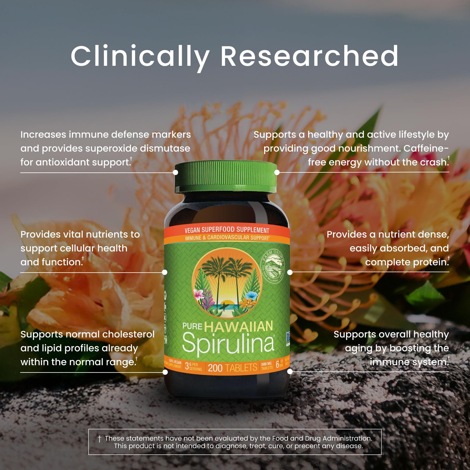 Nutrex Hawaii Pure Hawaiian Spirulina – Vegan Superfood, 500 mg Tablets, Farm…
