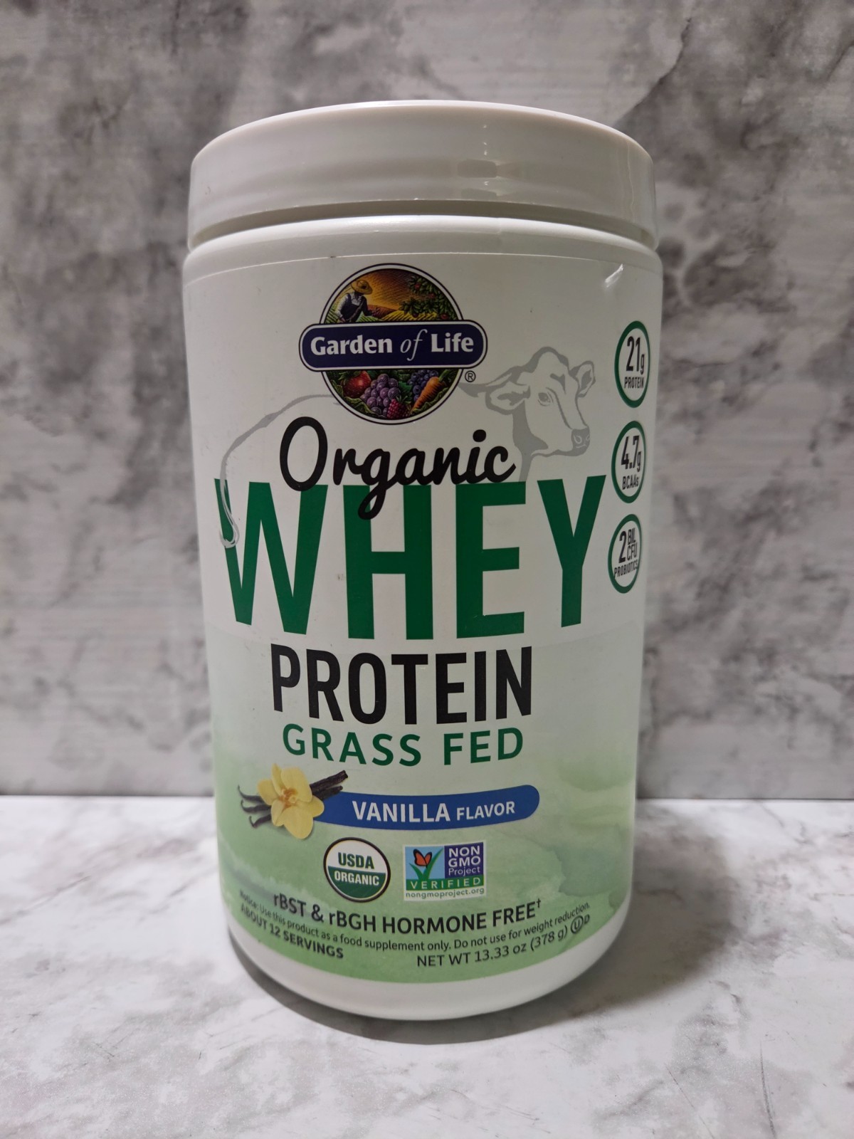 Garden of Life Organic Whey 21g Protein Grass Fed Vanilla 13.33 OZ 8/2026