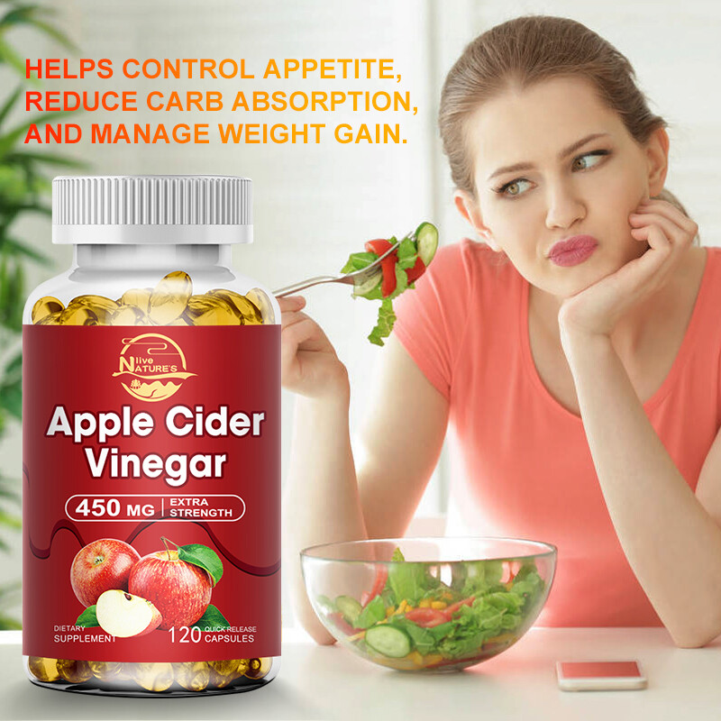 Natural ACV Apple Cider Vinegar Capsules with The Mother 1600mg – 2 x 120 Pills