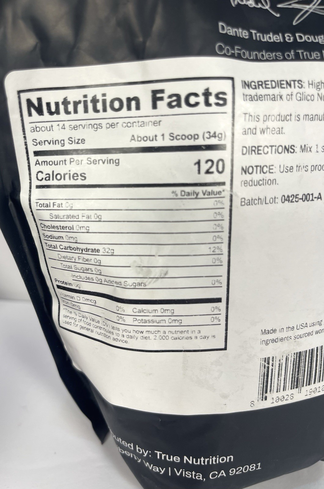 True Nutrition Highly Branched Cyclic Dextrin Carbohydrate Powder Exp 4/2027