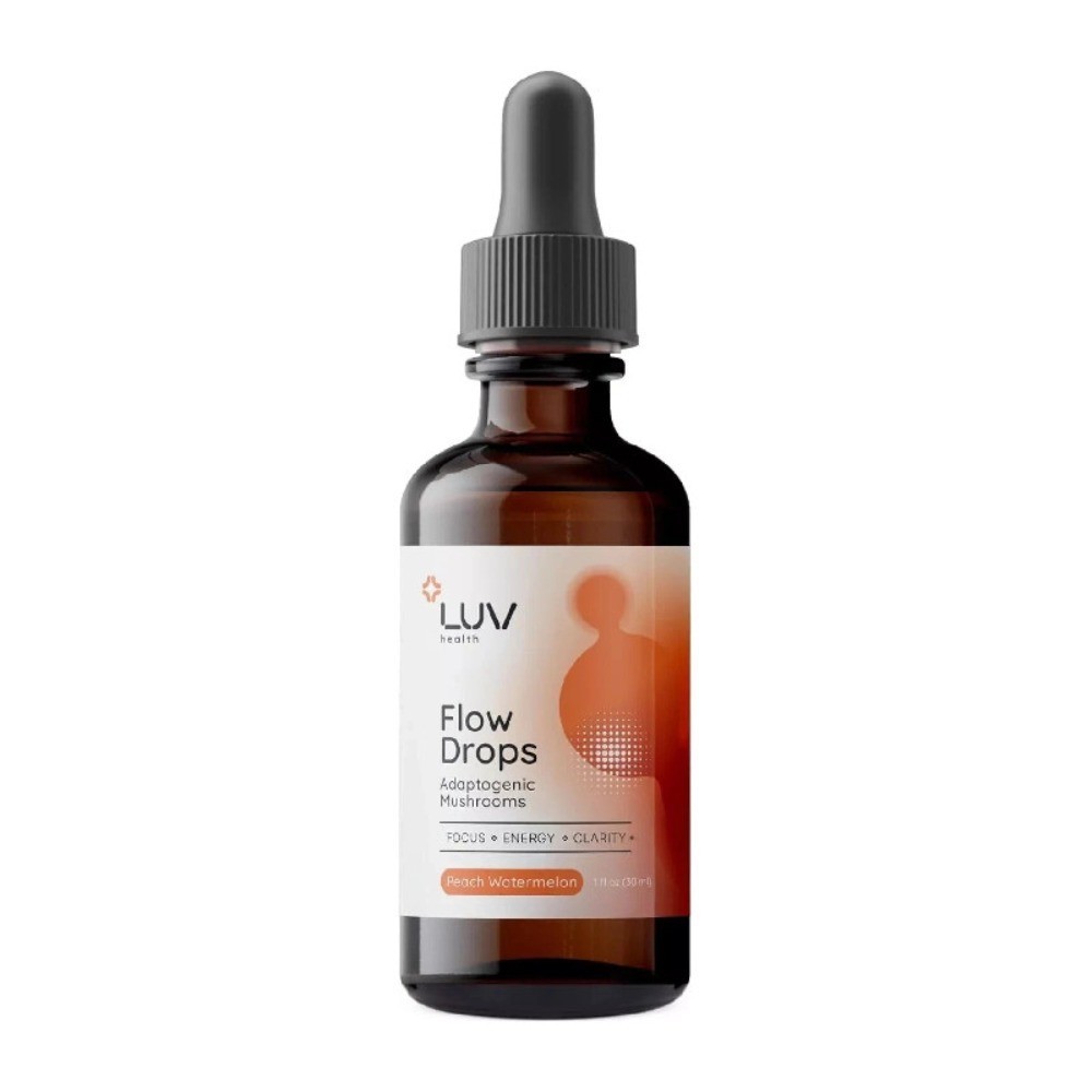 1-5x LUV Health Flow Drops Adaptogen Mushroom Blend Peach Watermelon 1oz-