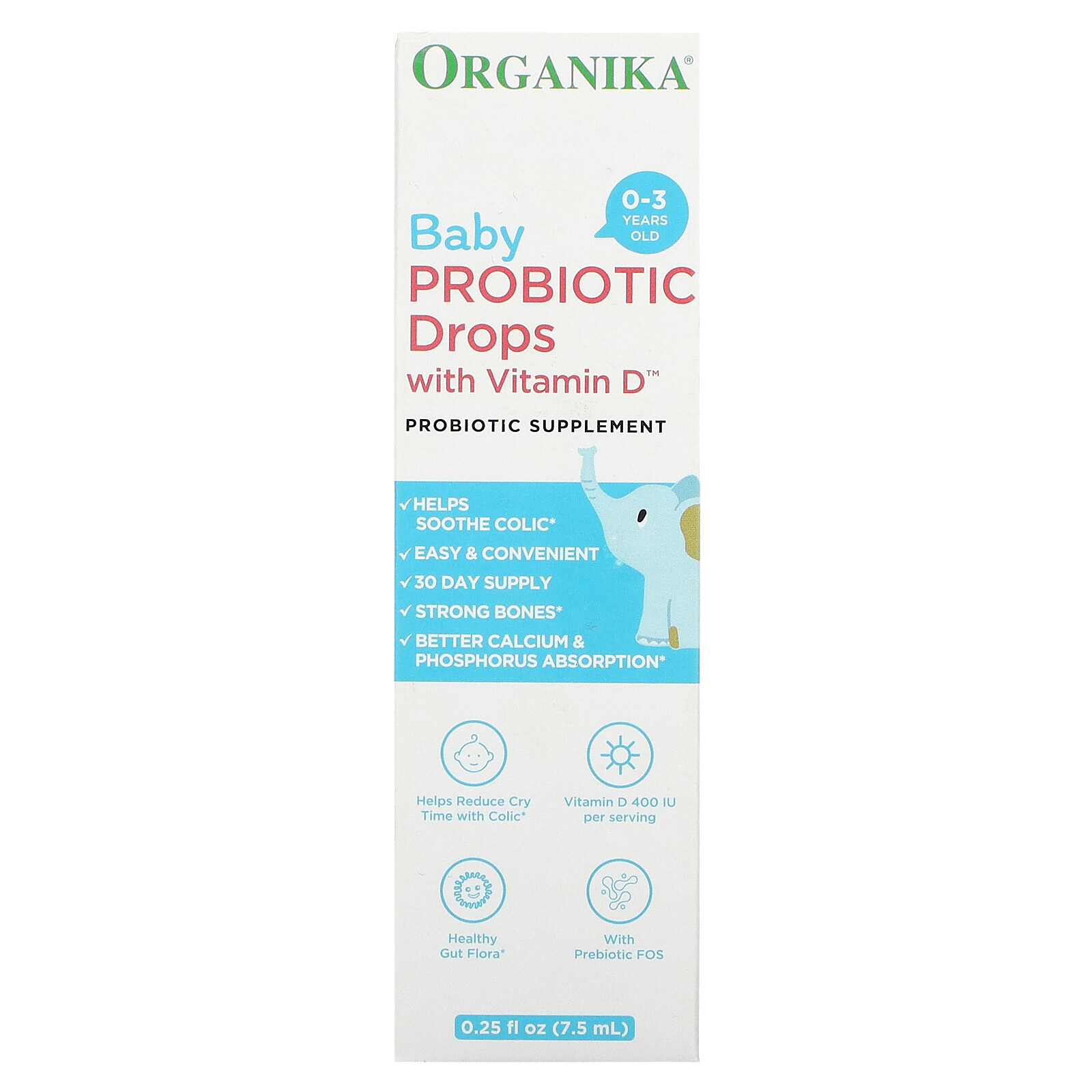 Baby Probiotic Drops with Vitamin D, 0-3 Years , 0.25 fl oz (7.5 ml)