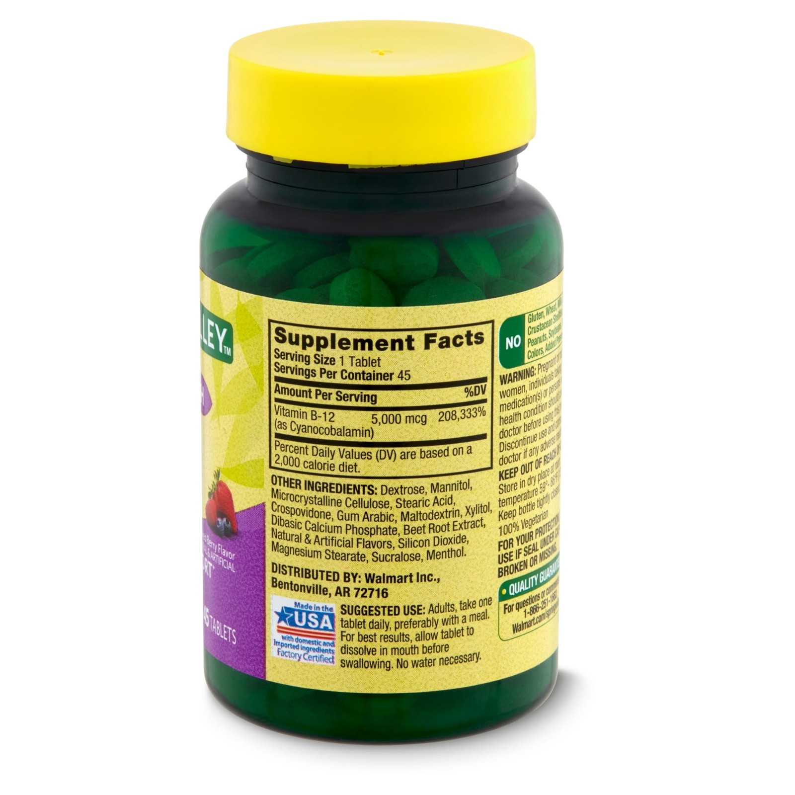 Spring Valley Fast Dissolve Extra Strength Vitamin B12 Dietary Supplement- 5-000