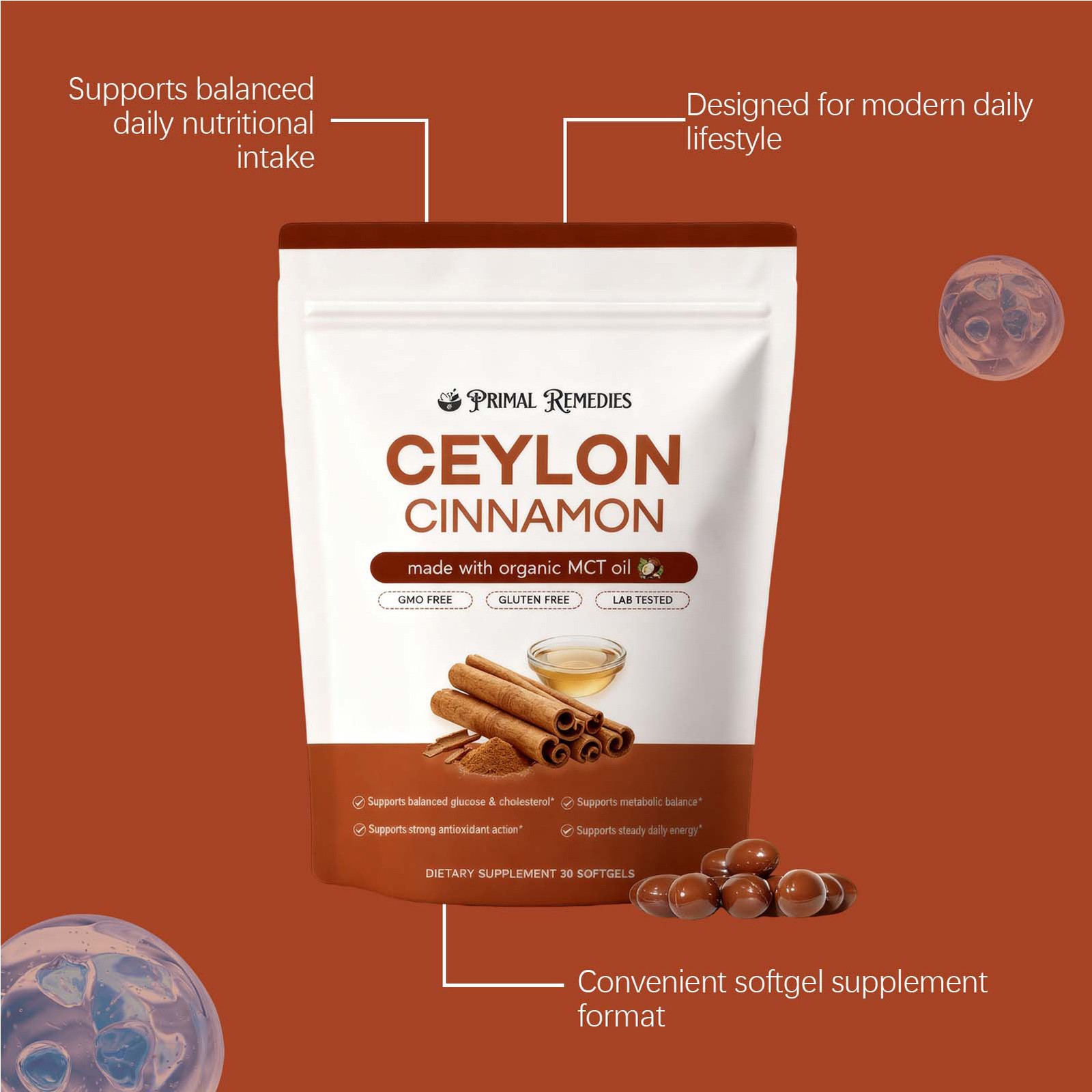 Cinnamon Ceylon Softgels, Ceylon Cinnamon Soft Gels 7200Mg Equivalent