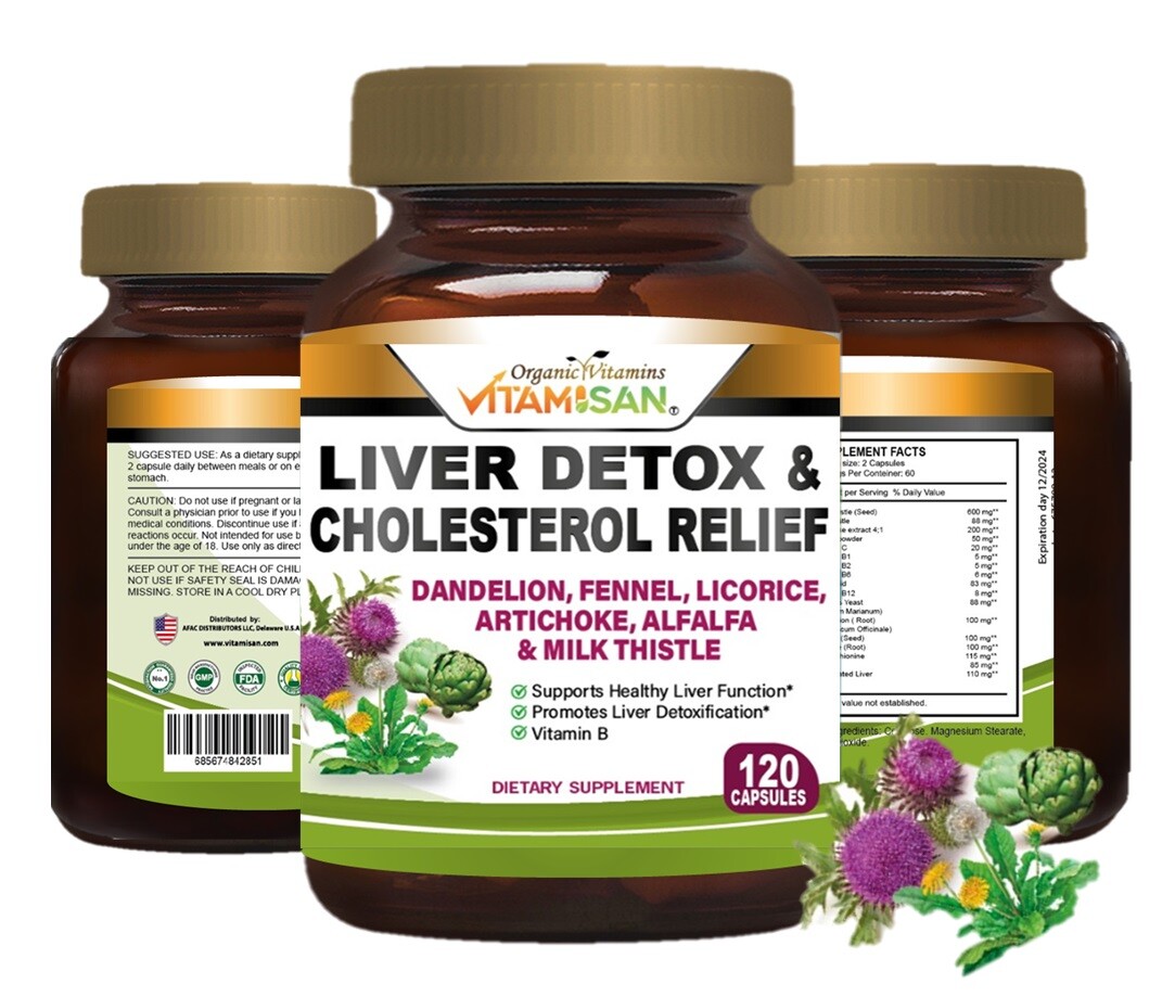 #1 Tablets liver clean health support fat naturals detox cleanse 120 cap