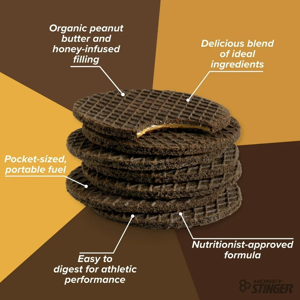 Honey Stinger Organic Energy Waffle Snack Peanut Butter Chocolat 1.06 oz 6 Count