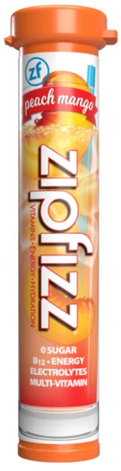 Zipfizz Multi-Vitamin Energy Hydration Drink Mix, 30 Tubes, PEACH MANGO