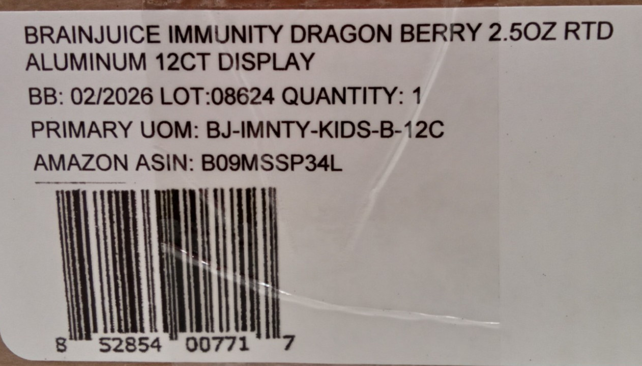 BrainJuice Immunity 2.5 oz RTD 12-Pack Brain & Immune Support Shot Free Ship